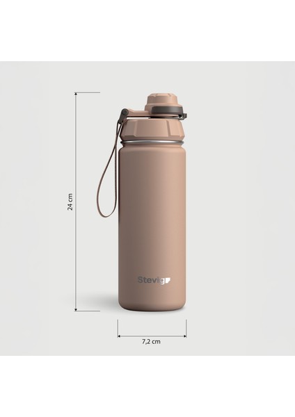 1 Hand Leak-Proof Sızdırmaz Çelik Termos 500 Ml Lıght Brown St-224