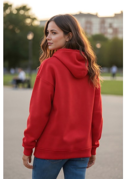 Kadın Oversize % 100 Pamuk Içi Polarlı Yumuşak Dokulu Basic Kapüşonlu Sweatshirt indirimleri