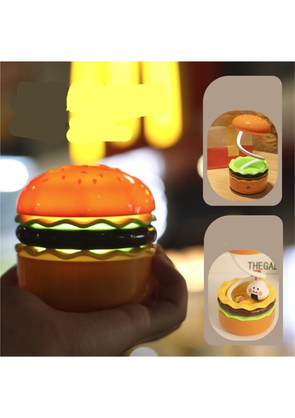 Hamburger Gece Lambası LED Şarj Edilebilir Başucu Uyku Lambası Çocuk Öğrenme Kalemtıraş Saklanabilir Masa Lambası (Yurt Dışından) modelleri