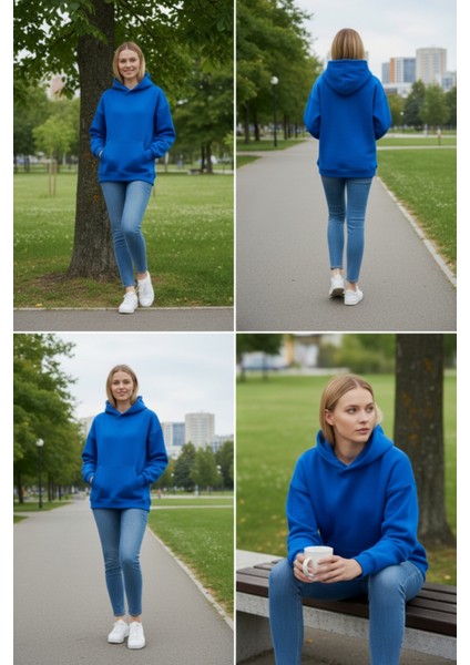 Kadın Oversize % 100 Pamuk Içi Polarlı Yumuşak Dokulu Basic Kapüşonlu Sweatshirt modelleri