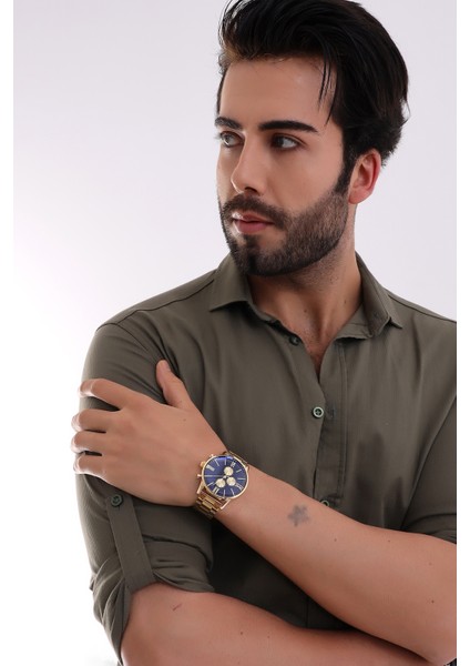 Premium Infinity Ipc Kaplama Altın Lacivert Erkek Kol Saati fırsatları