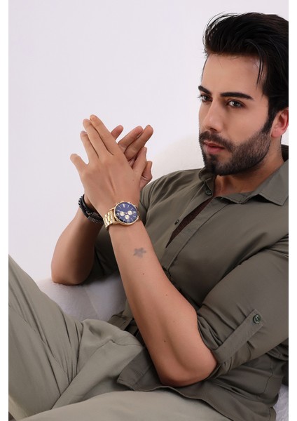 Premium Infinity Ipc Kaplama Altın Lacivert Erkek Kol Saati modelleri