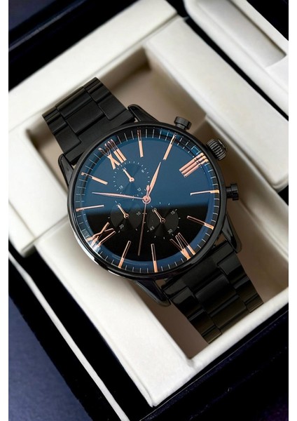 Premium Infinity Ipc Kaplama Siyah Bakır Erkek Kol Saati