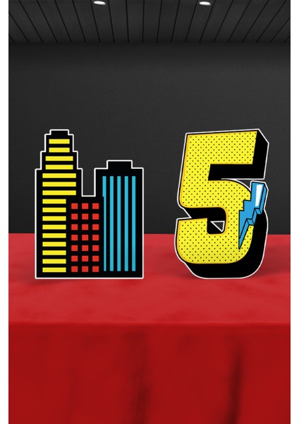 Süper Kahraman Temalı 5 Yaş Doğum Günü Parti Seti (Spiderman, Batman, Superman Uyumlu) - Midi modelleri