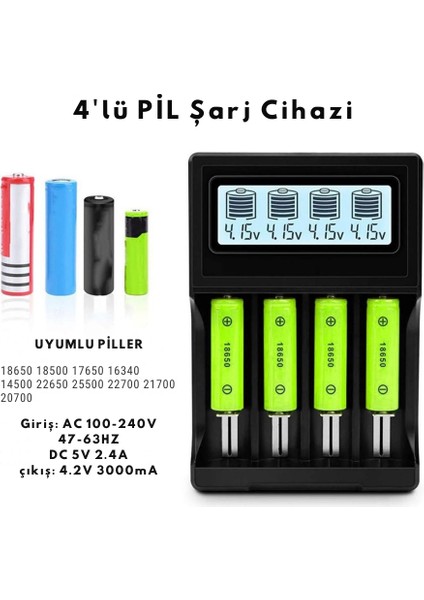 HD-8992A Dijital Ekranlı 4’lü 18650 Li-Ion Lityum Pil Şarj Cihazı | Akıllı Şarj Aleti fiyatları