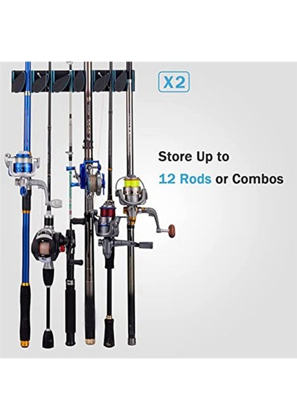 2 Packfishing Pole Tutucular Duvara Montajlı Balıkçı Çubuk Raf/kutup Rafı 12 Çubuğa Kadar Tutar (Yurt Dışından) indirimleri