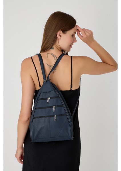 Özel Tasarım Hakiki Deri Sırt ve Kol Çantası Fonksiyonel Çanta