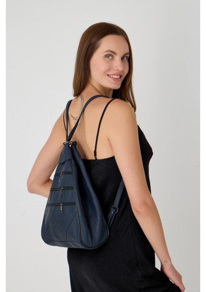 Özel Tasarım Hakiki Deri Sırt ve Kol Çantası Fonksiyonel Çanta