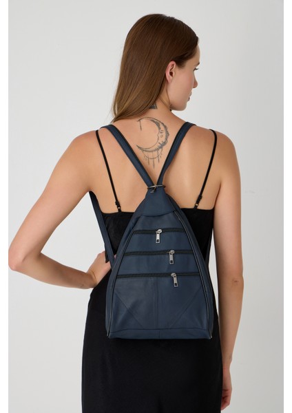 Özel Tasarım Hakiki Deri Sırt ve Kol Çantası Fonksiyonel Çanta