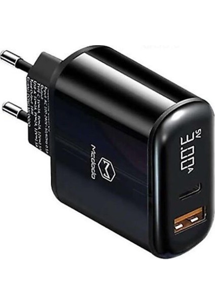 Ch-7170 Pd3.0 20W 1Xusb 1Xtype-C Girişli Led Göstergeli Şarj Adaptörü-Siyah