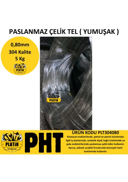 304 Kalite Paslanmaz Çelik Tel 0,80MM ( Yumuşak Parlak ) 5 kg fırsatları