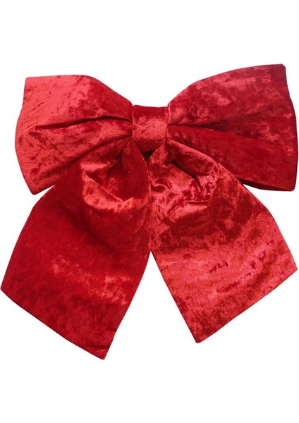 Yılbaşı Ağaç Süsü Kadife Fiyonk Sünger Dolgulu Kurdele Dekor Süsü Kırmızı 38 cm fiyatları