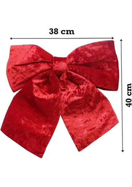 Yılbaşı Ağaç Süsü Kadife Fiyonk Sünger Dolgulu Kurdele Dekor Süsü Kırmızı 38 cm modelleri