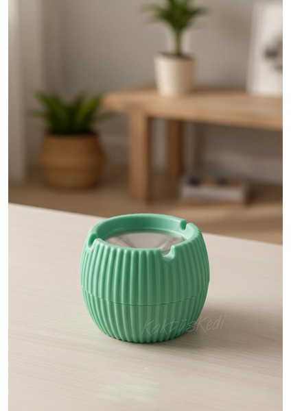 Kokusuz Metal Kapaklı Tombik Küllük - 1 Adet