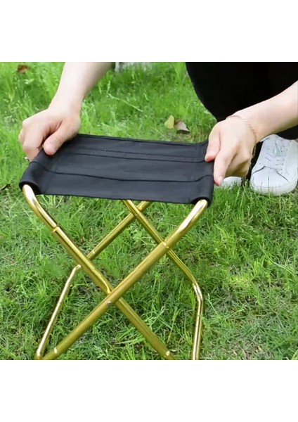 Açık Katlanır Kamp Taburesi Altın Alüminyum Alaşım Sandalye Çanta Taburesi Koltuk Balıkçılık Kamp Siyah (Yurt Dışından) fiyatları