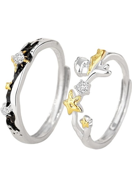 Koruyucu Küçük Prens Çift Yüzüğü S925 Ayar Gümüş Yıldız Açık Yüzük (Yurt Dışından) fiyatları