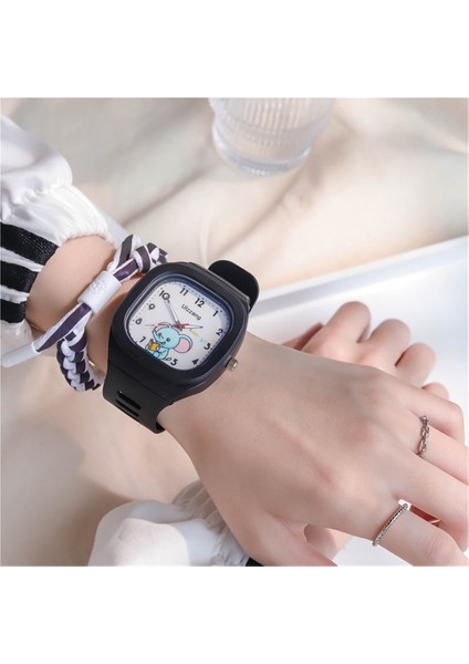 Çocuk Saati Silikon Kayışlı Ilkokul ve Ortaokul Öğrencileri Sınav Sevimli Su Geçirmez Çocuk Saati (Yurt Dışından)