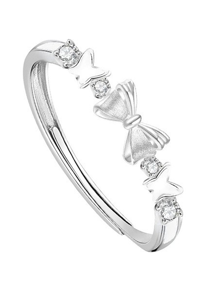 S999 Ayar Gümüş Kelebek Çift Yüzük Ayarlanabilir Sevgiliye Fiyonk Kız Arkadaş Yüzüğü (Yurt Dışından)