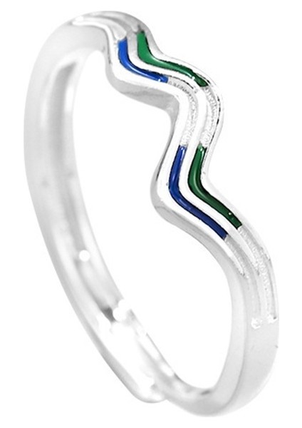 S999 Gümüş Dalga Yüzük Işaret Parmağı Yüzüğü Açık Yüzük (Yurt Dışından)