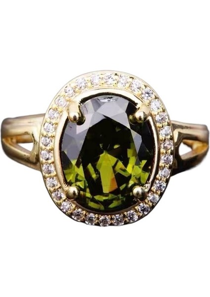 Kadınlar Için Oval Zeytin Yeşili Zirkon Yüzük 18 Ayar Altın Açık Yüzük (Yurt Dışından) fırsatları