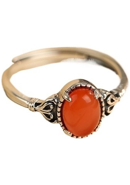 S925 Gümüş Kırmızı Akik Yüzük Kadınlar Için Yüksek Açılımlı Ayarlanabilir Yüzük (Yurt Dışından) fiyatları