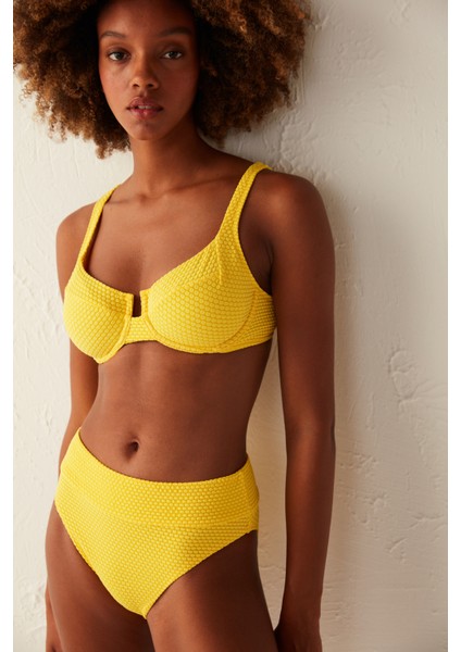 Sarı Mimosa Vintage Yüksek Bel Bikini Altı