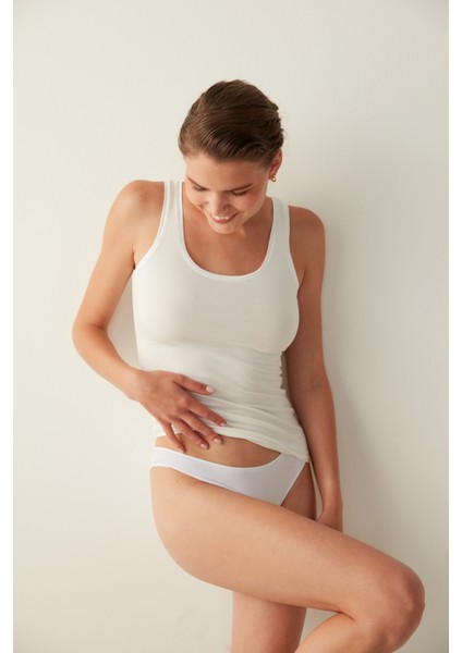 Cotton Basic Beyaz Atlet