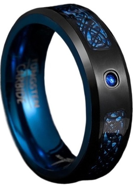 Yarım Daire Zirkon Taşlı Ejderha Desenli Yüzük Iki Renkli Erkek Yüzüğü (Beden: 8) (Yurt Dışından) fiyatları