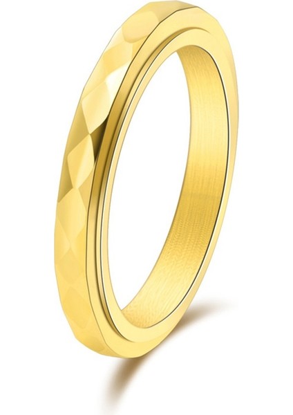 Kadınlar Için Elmas Yönlü Dar Işaret Parmağı Yüzüğü Döndürülebilir Yüzük 18 Ayar Altın (Beden: 10) (Yurt Dışından)