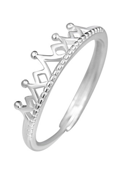 S999 Saf Gümüş Yüzük Kadın Taç Düz Yüzük Parmağı Yüzük Kız Arkadaşı Için (Yurt Dışından)