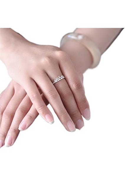 S999 Saf Gümüş Yüzük Kadın Taç Düz Yüzük Parmağı Yüzük Kız Arkadaşı Için (Yurt Dışından) modelleri