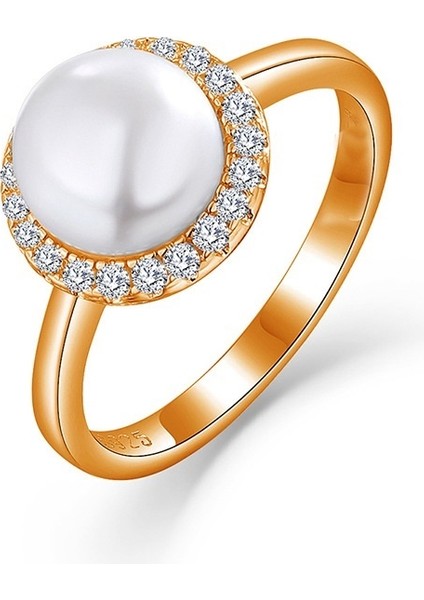 Kadınlar Için S925 Ayar Gümüş Fransız Inci Yüzük (Beden: 6) (Yurt Dışından)