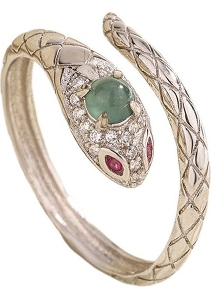 S925 Ayar Gümüş Yılan Yüzük Kadın Işaret Parmağı Yüzük Ayarlanabilir Yüzük (Yurt Dışından)