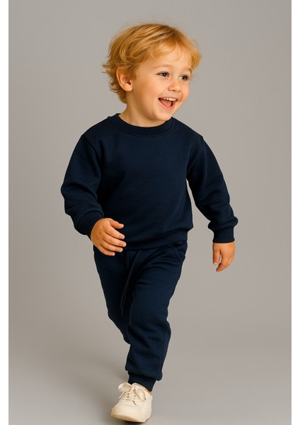Yeni Sezon Erkek Çocuk Alt-Üst Takım Düz Renk Lacivert