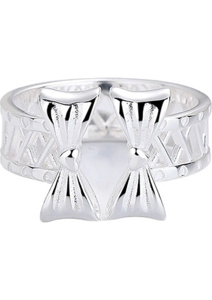 S925 Gümüş Sevimli Fiyonk Içi Boş Tasarım Açık Yüzük (Yurt Dışından) modelleri