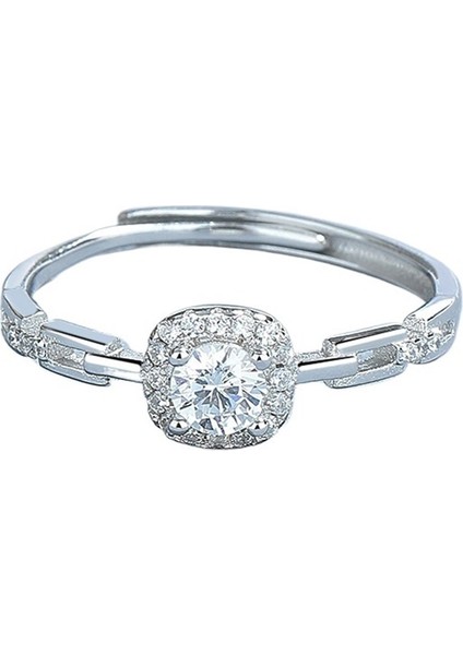 Kadınlar Için 925 Ayar Gümüş Kare Tam Elmas Yüzük (Yurt Dışından) modelleri