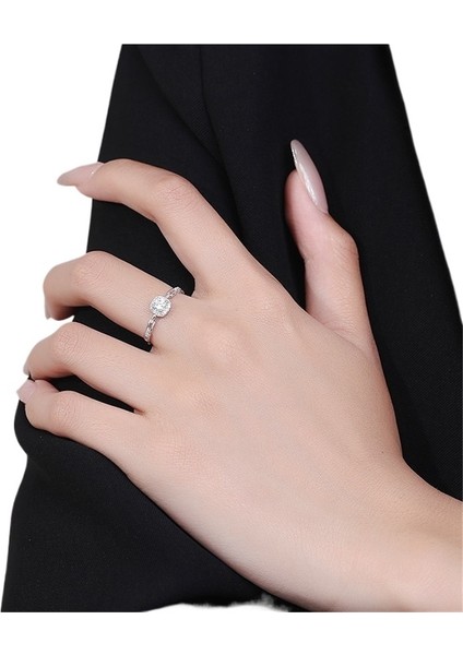 Kadınlar Için 925 Ayar Gümüş Kare Tam Elmas Yüzük (Yurt Dışından) fırsatları