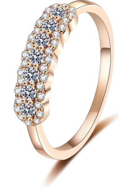 Kadınlar Için S925 Ayar Gümüş Altın Moissanite Yüzük (Beden: 8) (Yurt Dışından)