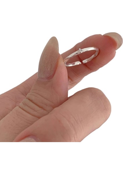 S925 Ayar Gümüş Mobius Yüzük Kadın Dalga Tek Elmas Ince Açık Serçe Parmak Yüzük (Yurt Dışından) fiyatları