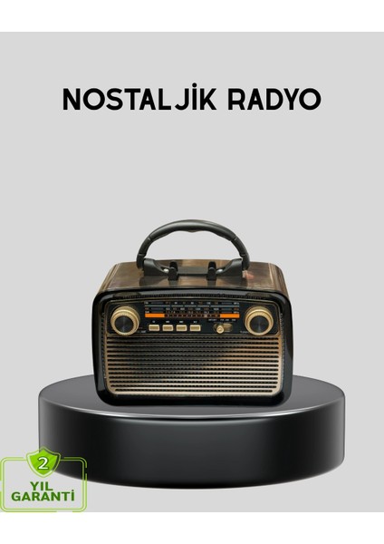 Led’li Nostaljik Bluetooth Hoparlör – Vintage Tasarım, Ahşap Doku