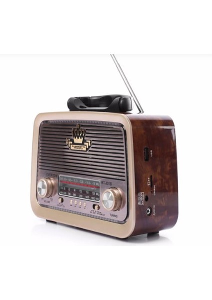 RT-301 Bluetooth-USB-SD-FM Şarjlı Nostaljik Radyo El Fenerli