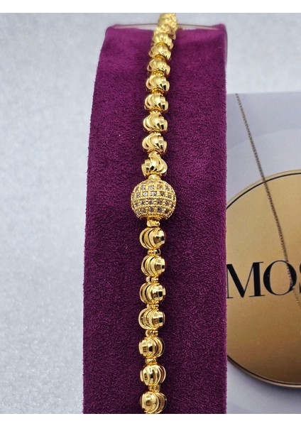 Dorika Toplu Zirkon Taş Işlemeli Çelik Bileklik