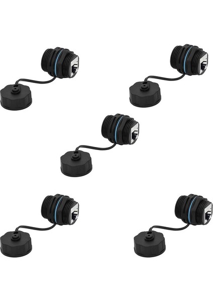 5pcs Panel Montajı RJ45 Su Geçirmez Konektör Ethernet Lan Kablo Konektörü Çift Kafa Adaptörü Toz Kapağına Sahip (Yurt Dışından)