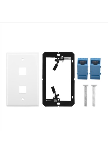 Düşük Voltajlı Montaj Braketine Sahip Ethernet Duvar Plakası Tek Çete 2 Bağlantı Noktası Cat6 Keystone Ethernet Kablo Duvar Çıkışı (Yurt Dışından) modelleri
