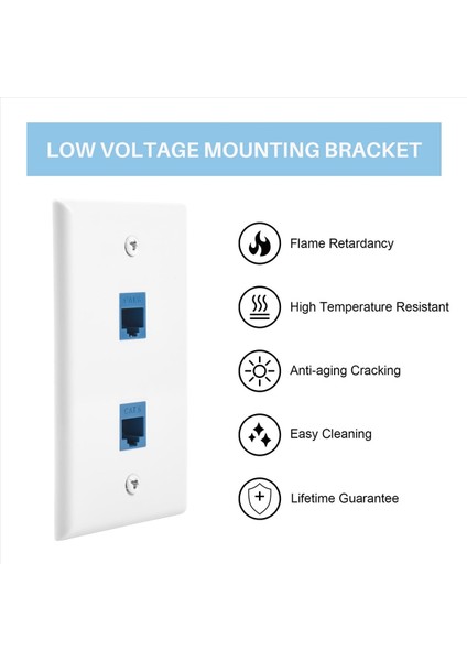 Düşük Voltajlı Montaj Braketine Sahip Ethernet Duvar Plakası Tek Çete 2 Bağlantı Noktası Cat6 Keystone Ethernet Kablo Duvar Çıkışı (Yurt Dışından) indirimleri