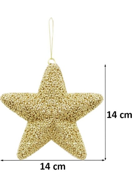 Yılbaşı Ağaç Süsü Kabartma Detaylı Simli Yıldız Dekoratif Süs altın 15 cm fiyatları