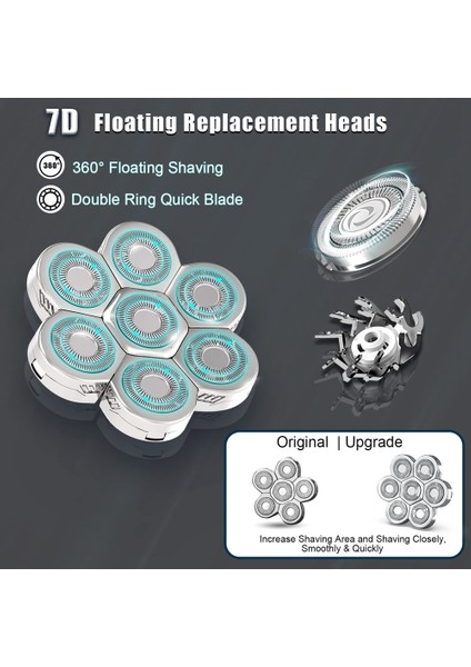 7d Elektrikli Tıraş Makinesi Yedek Başlık L Su Geçirmez Bıçak Esnek Kesici Yüzen Yüz Sakalı (Yurt Dışından) fırsatları