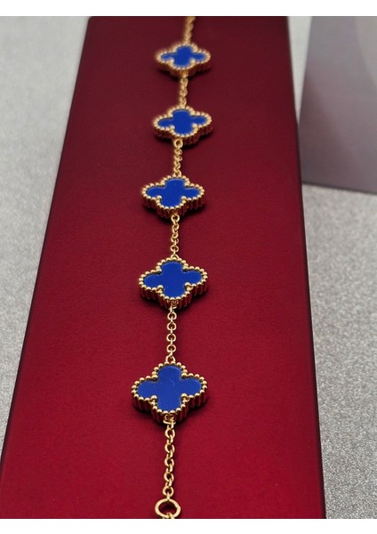 Yonca Model Mavi Çelik Bileklik Van Cleef Gold Renk indirimleri