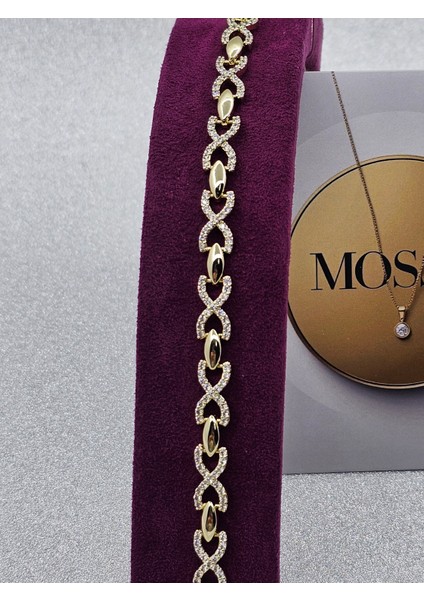 Xuping Zirkon Taşlı Sonsuzluk Eklemeli Model Çelik Bileklik