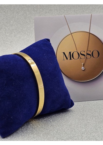 Kalın Düz Kelepçe Model Gold Renk Çelik Bileklik